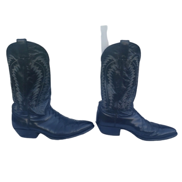 Justin Vintage Black Genuine Leather Cowgirl Western Pull-On Boot Women's 10.5 D - Picture 4 of 16